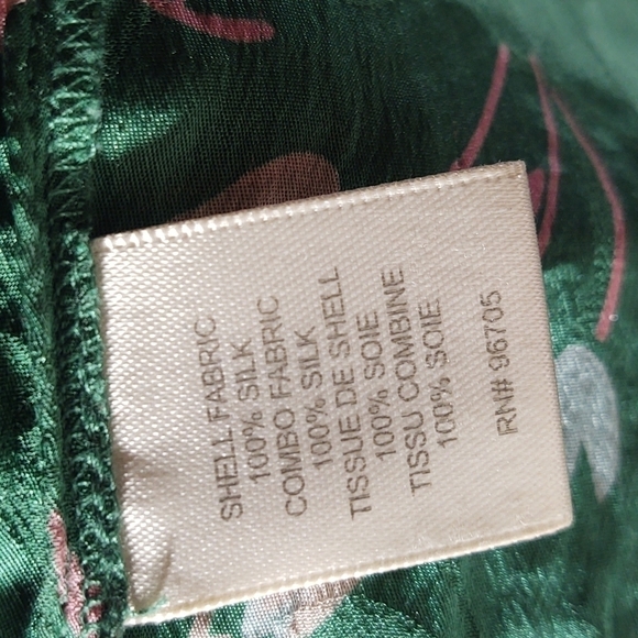 Rebecca Taylor Green Floral Silk Blouse Sz 8 - Picture 11 of 11